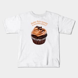 Chocolate Coffee Cupcake with Chocolate Kisses on Frosting Kids T-Shirt